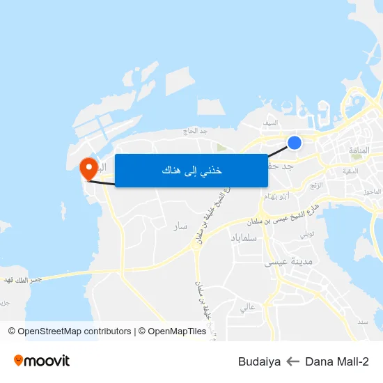 Dana Mall-2 to Budaiya map