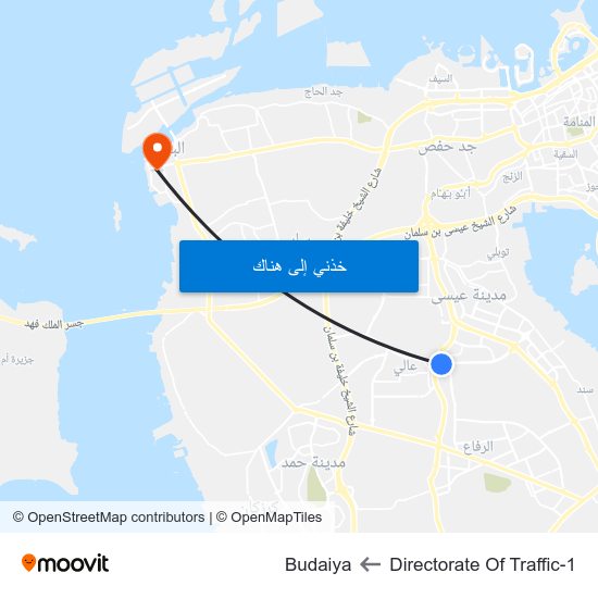Directorate Of Traffic-1 to Budaiya map