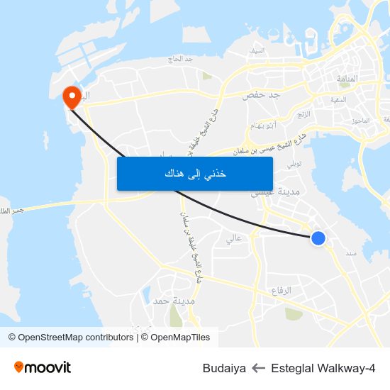 Esteglal Walkway-4 to Budaiya map