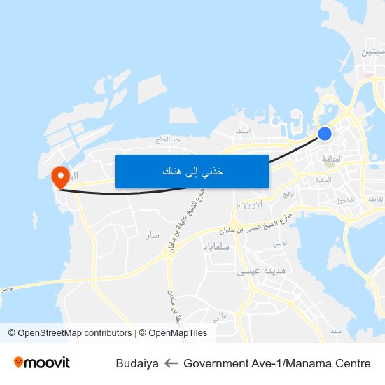 Government Ave-1/Manama Centre to Budaiya map