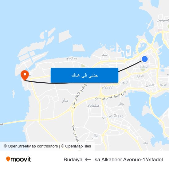 Isa Alkabeer Avenue-1/Alfadel to Budaiya map