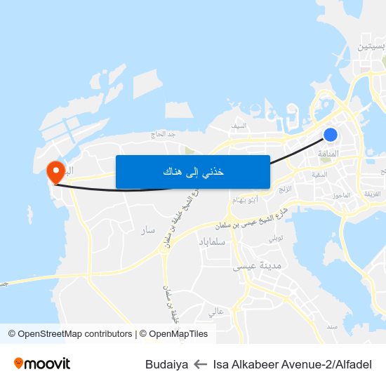 Isa Alkabeer Avenue-2/Alfadel to Budaiya map