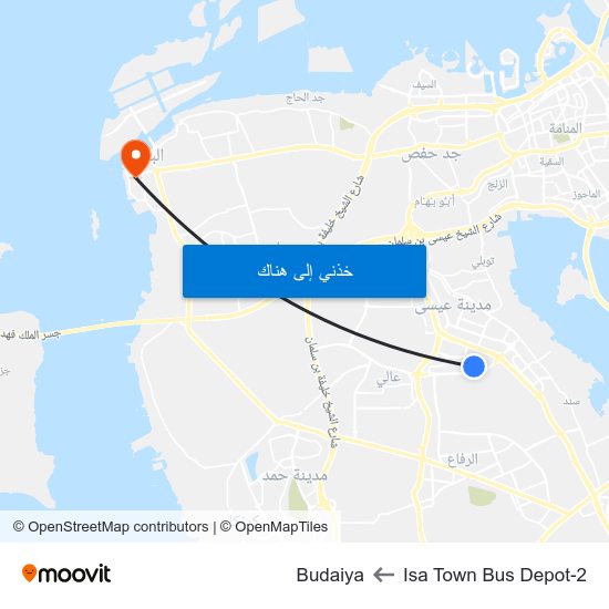 Isa Town Bus Depot-2 to Budaiya map