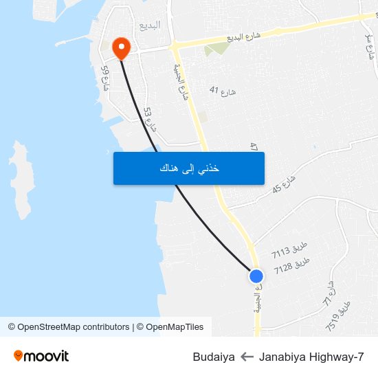 Janabiya Highway-7 to Budaiya map