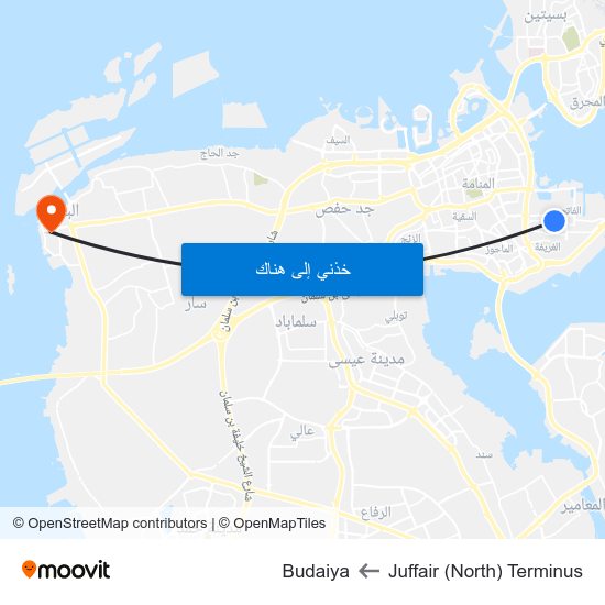 Juffair (North) Terminus to Budaiya map