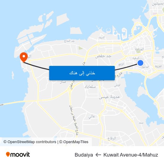 Kuwait Avenue-4/Mahuz to Budaiya map