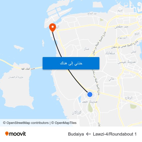 Lawzi-4/Roundabout 1 to Budaiya map