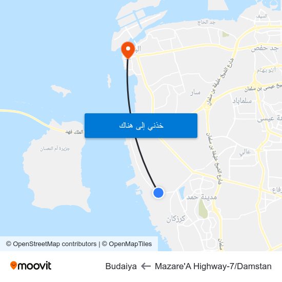Mazare'A Highway-7/Damstan to Budaiya map