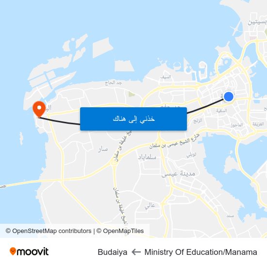 Ministry Of Education/Manama to Budaiya map