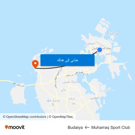 Muharraq Sport Club to Budaiya map
