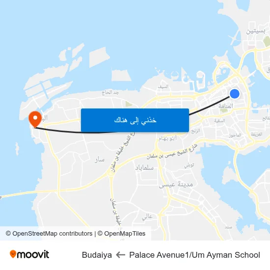 Palace Avenue1/Um Ayman School to Budaiya map