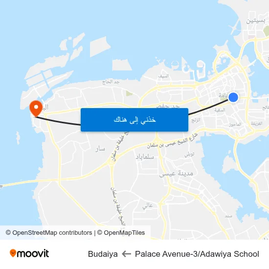 Palace Avenue-3/Adawiya School to Budaiya map