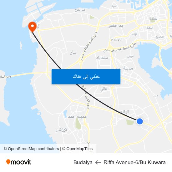 Riffa Avenue-6/Bu Kuwara to Budaiya map