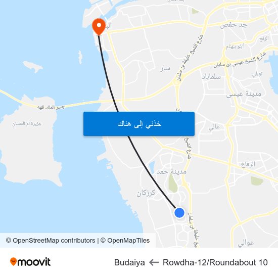 Rowdha-12/Roundabout 10 to Budaiya map