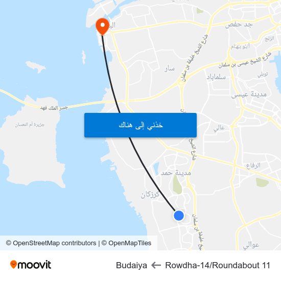 Rowdha-14/Roundabout 11 to Budaiya map