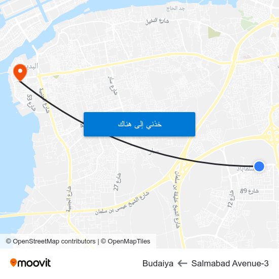Salmabad Avenue-3 to Budaiya map
