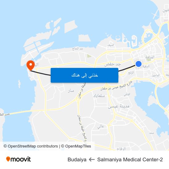 Salmaniya Medical Center-2 to Budaiya map