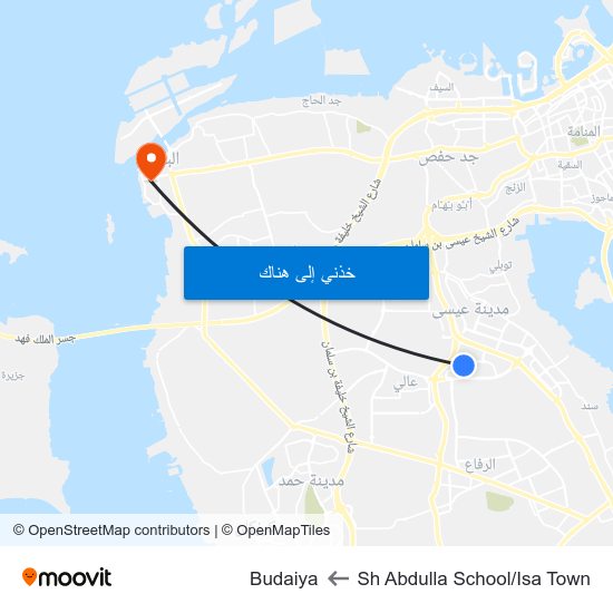 Sh Abdulla School/Isa Town to Budaiya map