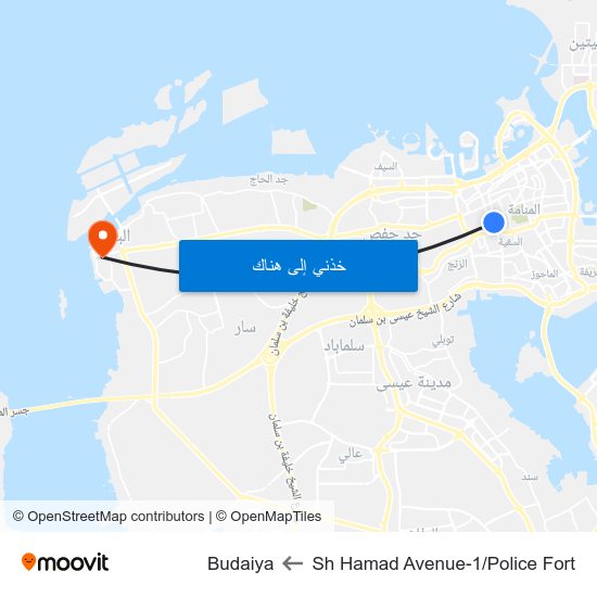 Sh Hamad Avenue-1/Police Fort to Budaiya map