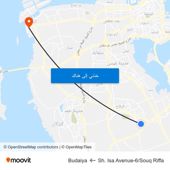 Sh. Isa Avenue-6/Souq Riffa to Budaiya map