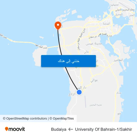 University Of Bahrain-1/Sakhir to Budaiya map