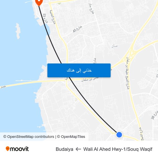 Wali Al Ahed Hwy-1/Souq Waqif to Budaiya map