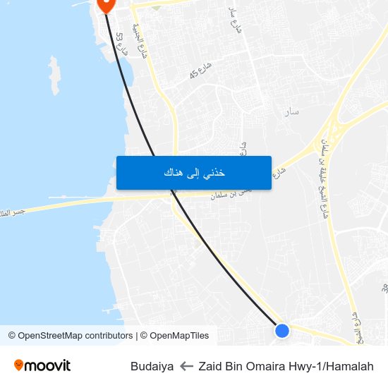 Zaid Bin Omaira Hwy-1/Hamalah to Budaiya map