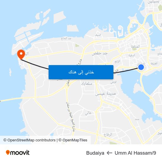 Umm Al Hassam/9 to Budaiya map