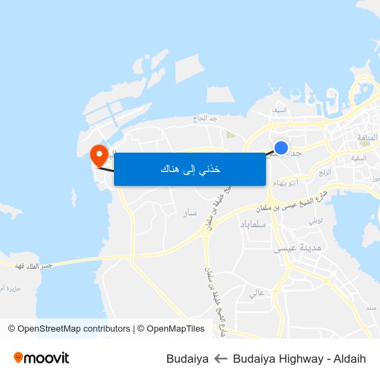 Budaiya Highway - Aldaih to Budaiya map