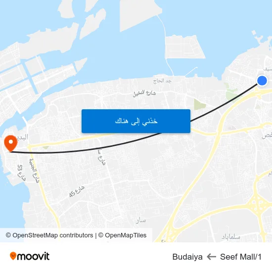 Seef Mall/1 to Budaiya map