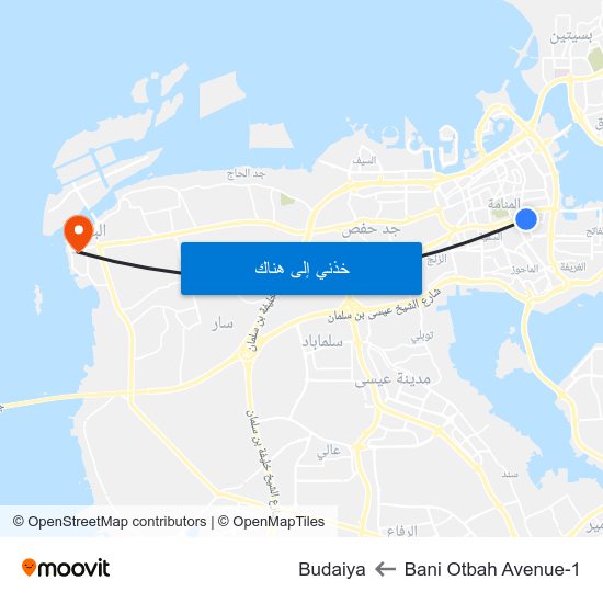 Bani Otbah Avenue-1 to Budaiya map