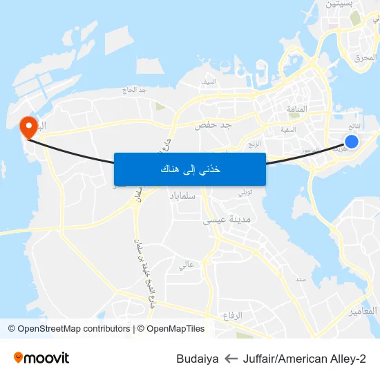 Juffair/American Alley-2 to Budaiya map