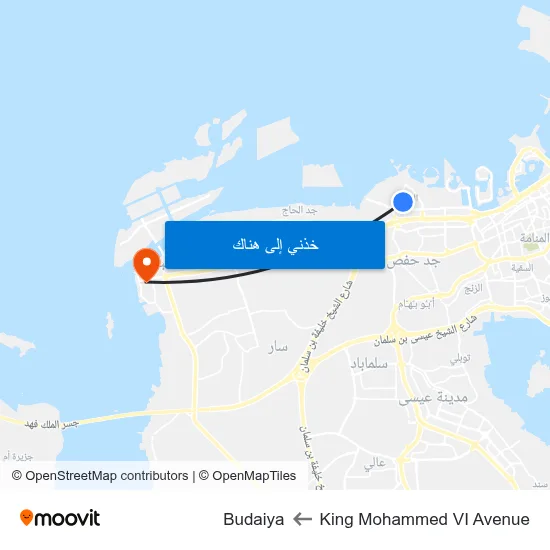 King Mohammed VI Avenue to Budaiya map