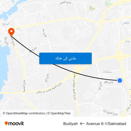Avenue 6-1/Salmabad to Budiyah map