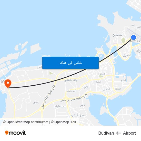 Airport to Budiyah map