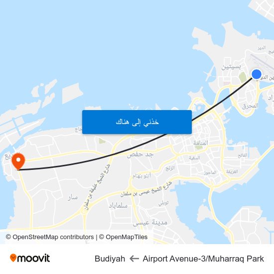 Airport Avenue-3/Muharraq Park to Budiyah map
