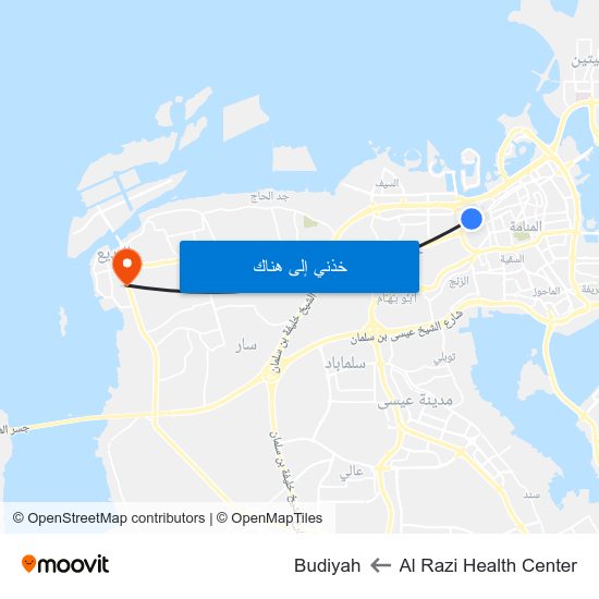 Al Razi Health Center to Budiyah map