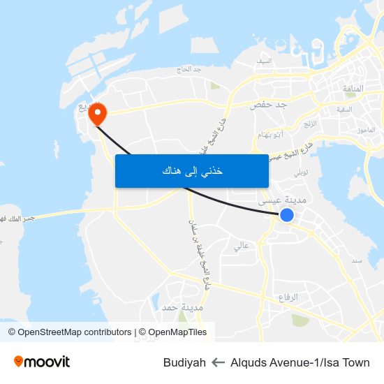 Alquds Avenue-1/Isa Town to Budiyah map