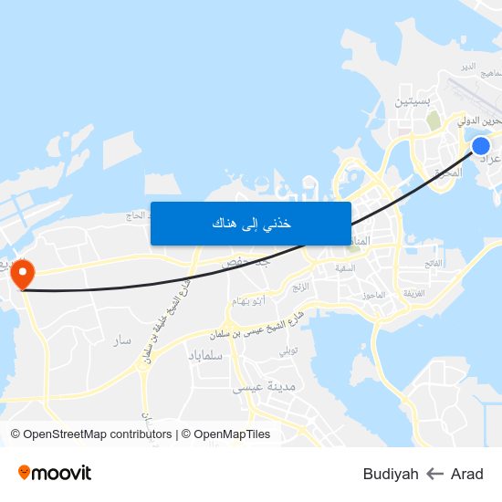 Arad to Budiyah map