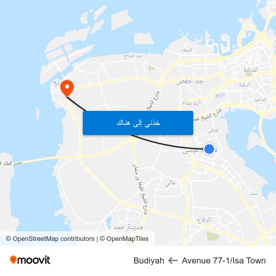 Avenue 77-1/Isa Town to Budiyah map