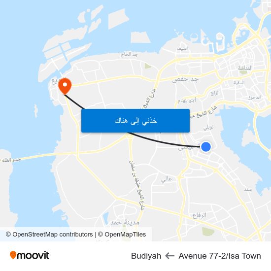 Avenue 77-2/Isa Town to Budiyah map