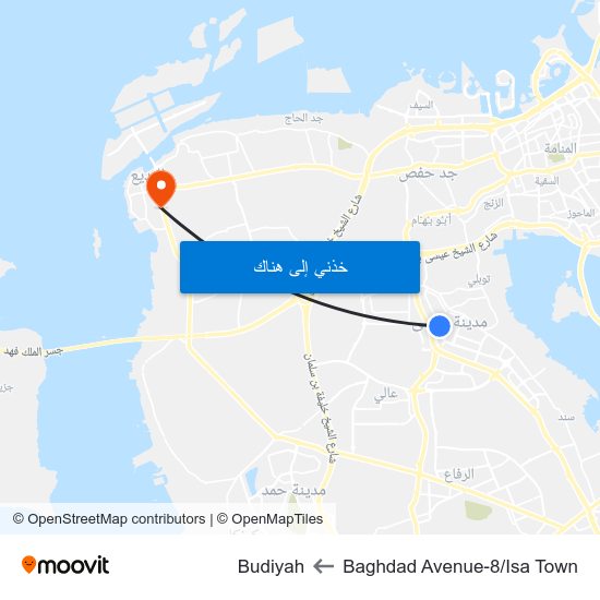 Baghdad Avenue-8/Isa Town to Budiyah map