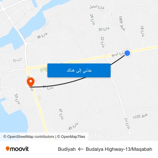 Budaiya Highway-13/Maqabah to Budiyah map