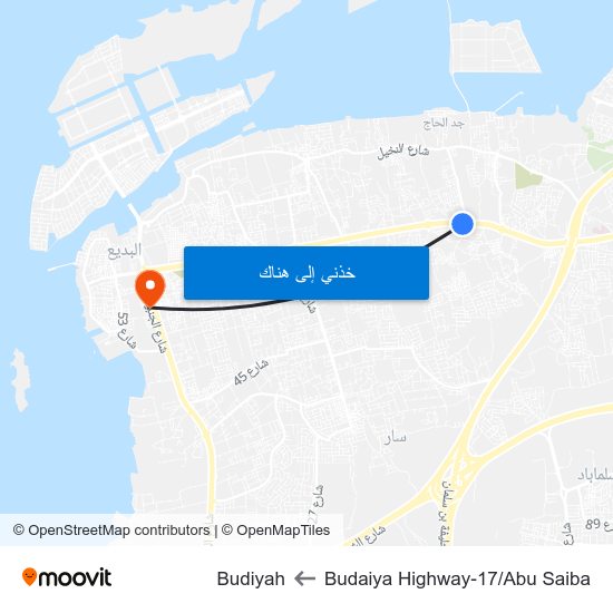 Budaiya Highway-17/Abu Saiba to Budiyah map