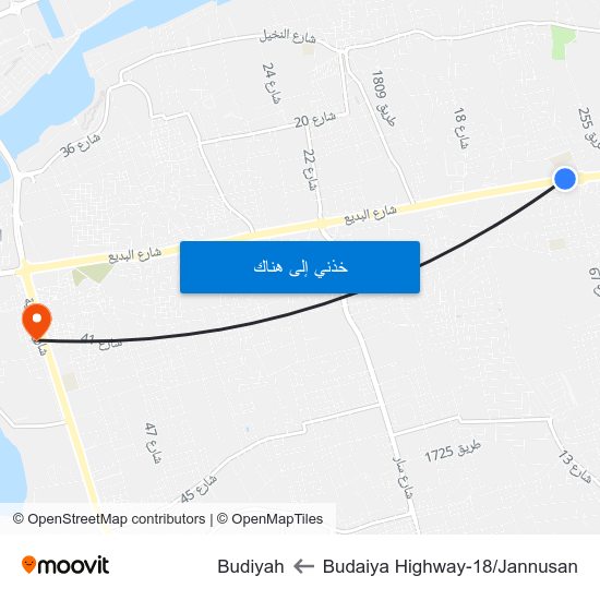 Budaiya Highway-18/Jannusan to Budiyah map