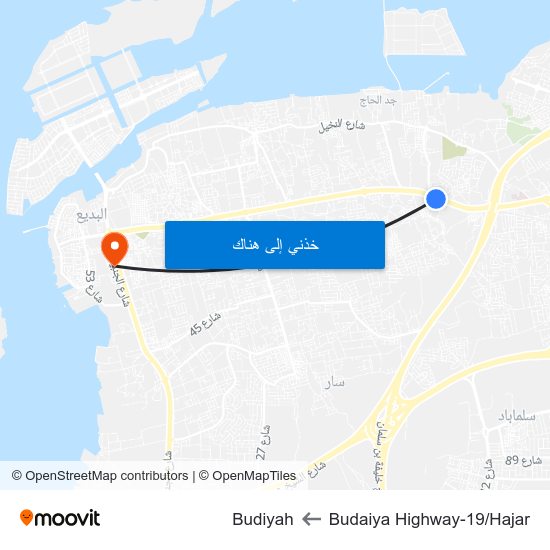 Budaiya Highway-19/Hajar to Budiyah map