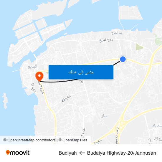 Budaiya Highway-20/Jannusan to Budiyah map