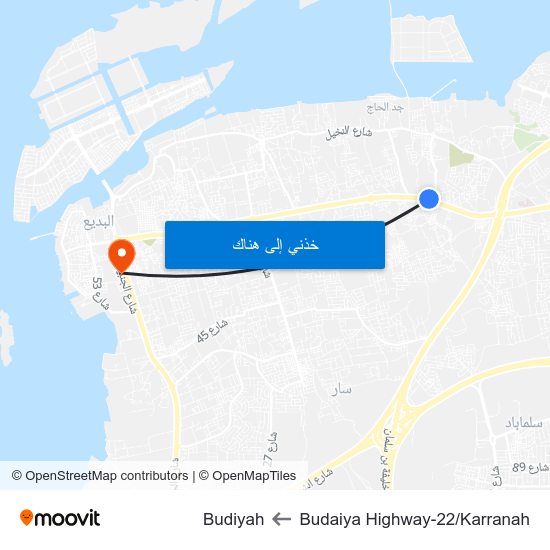 Budaiya Highway-22/Karranah to Budiyah map