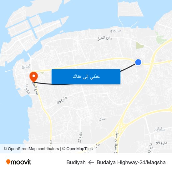 Budaiya Highway-24/Maqsha to Budiyah map