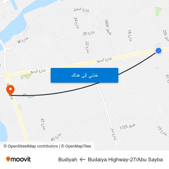 Budaiya Highway-27/Abu Sayba to Budiyah map